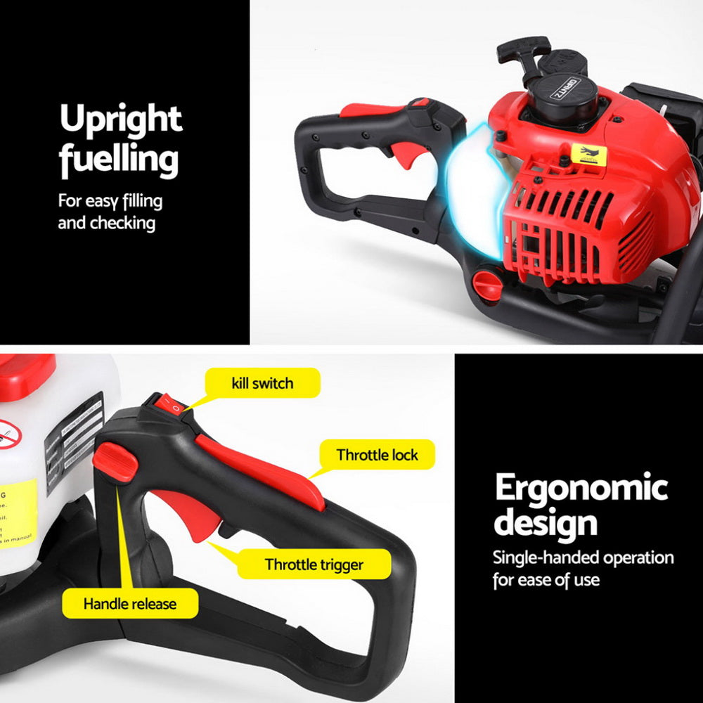 25.4CC Petrol Hedge Trimmer | 24" Dual Blade | Tree Grass | Giantz