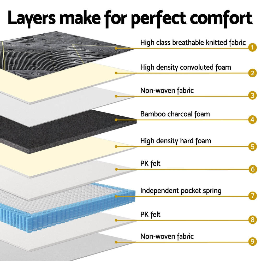 35cm Giselle Mattress Queen Bed Bamboo Pocket Firm Foam