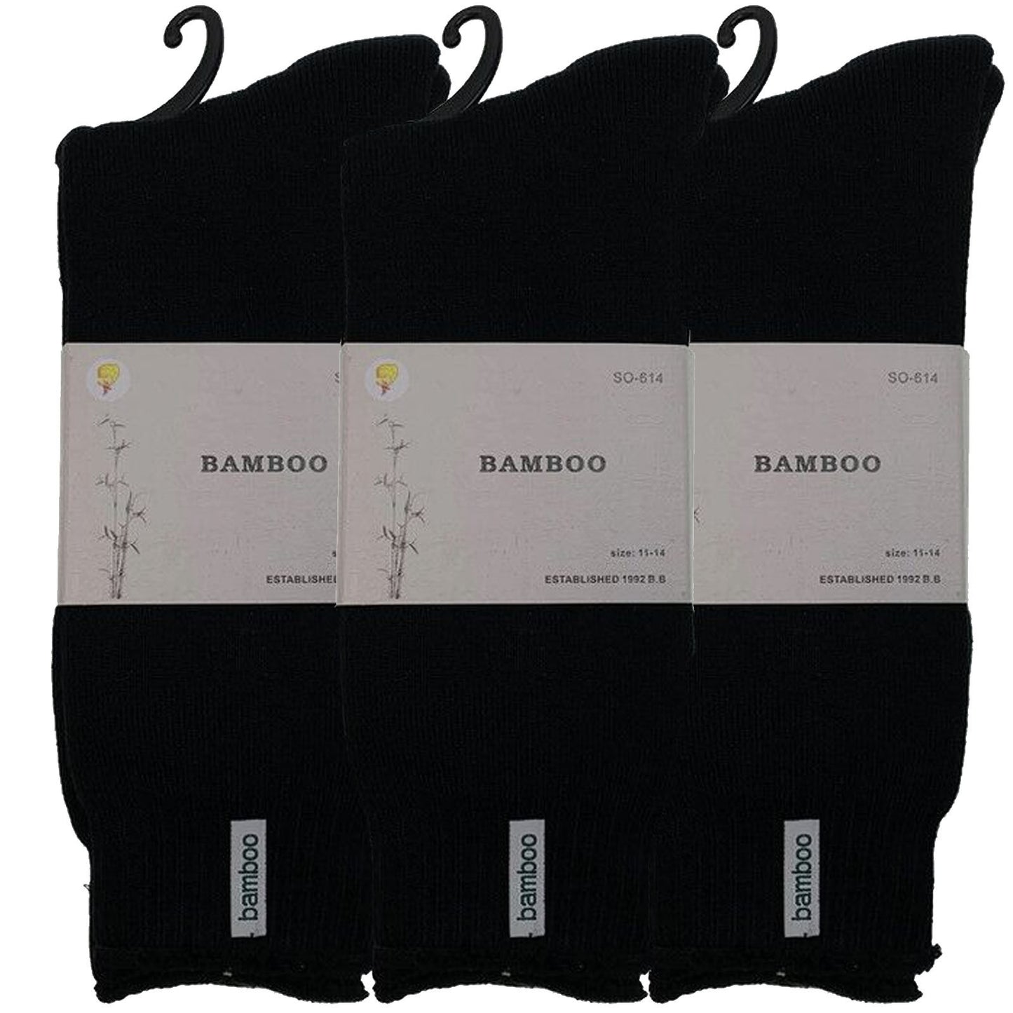 3 Pairs PREMIUM BAMBOO SOCKS Mens Heavy Duty Thick Work Socks BULK Cushion - Black - 7-11