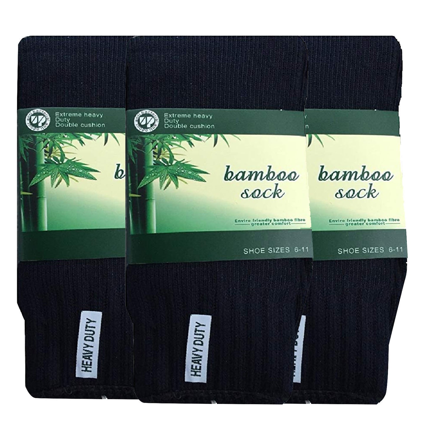 3 Pairs BAMBOO SOCKS Mens Heavy Duty Premium Thick Work Socks Cushion BULK - Navy Blue - 6-11