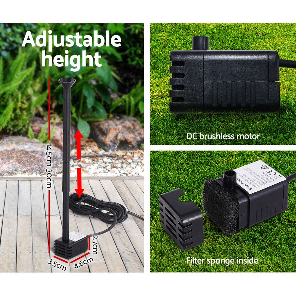 Home & Garden > Fountains > Fountain & Ponds Accessories - Gardeon Solar Pond Pump Submersible Water Fountain Kit 2.6FT - Garden Yard