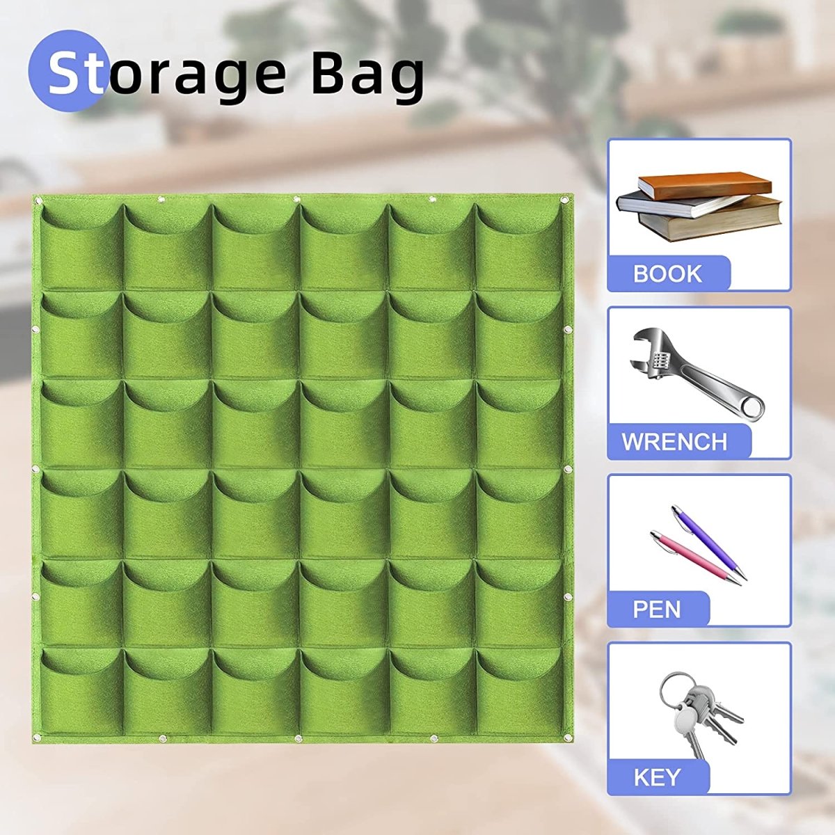 Home & Garden > Garden Beds > Grow Bags - 36 Pockets Wall Hanging Planter Planting Grow Bag Vertical Garden Vegetable Flower Green - Garden Yard