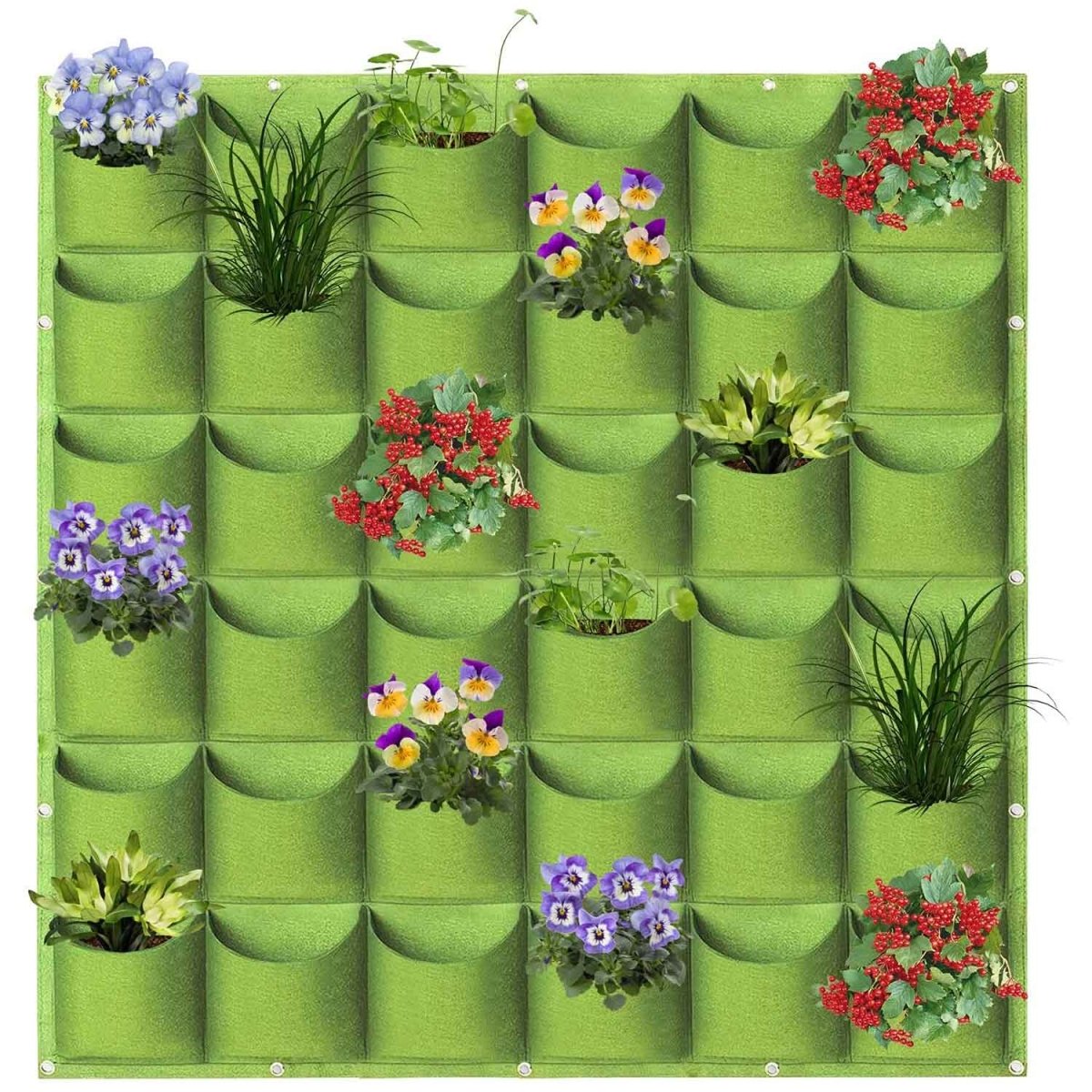 Home & Garden > Garden Beds > Grow Bags - 36 Pockets Wall Hanging Planter Planting Grow Bag Vertical Garden Vegetable Flower Green - Garden Yard