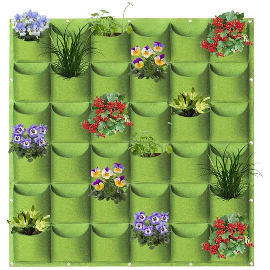 Home & Garden > Garden Beds > Grow Bags - 36 Pockets Wall Hanging Planter Planting Grow Bag Vertical Garden Vegetable Flower Green - Garden Yard