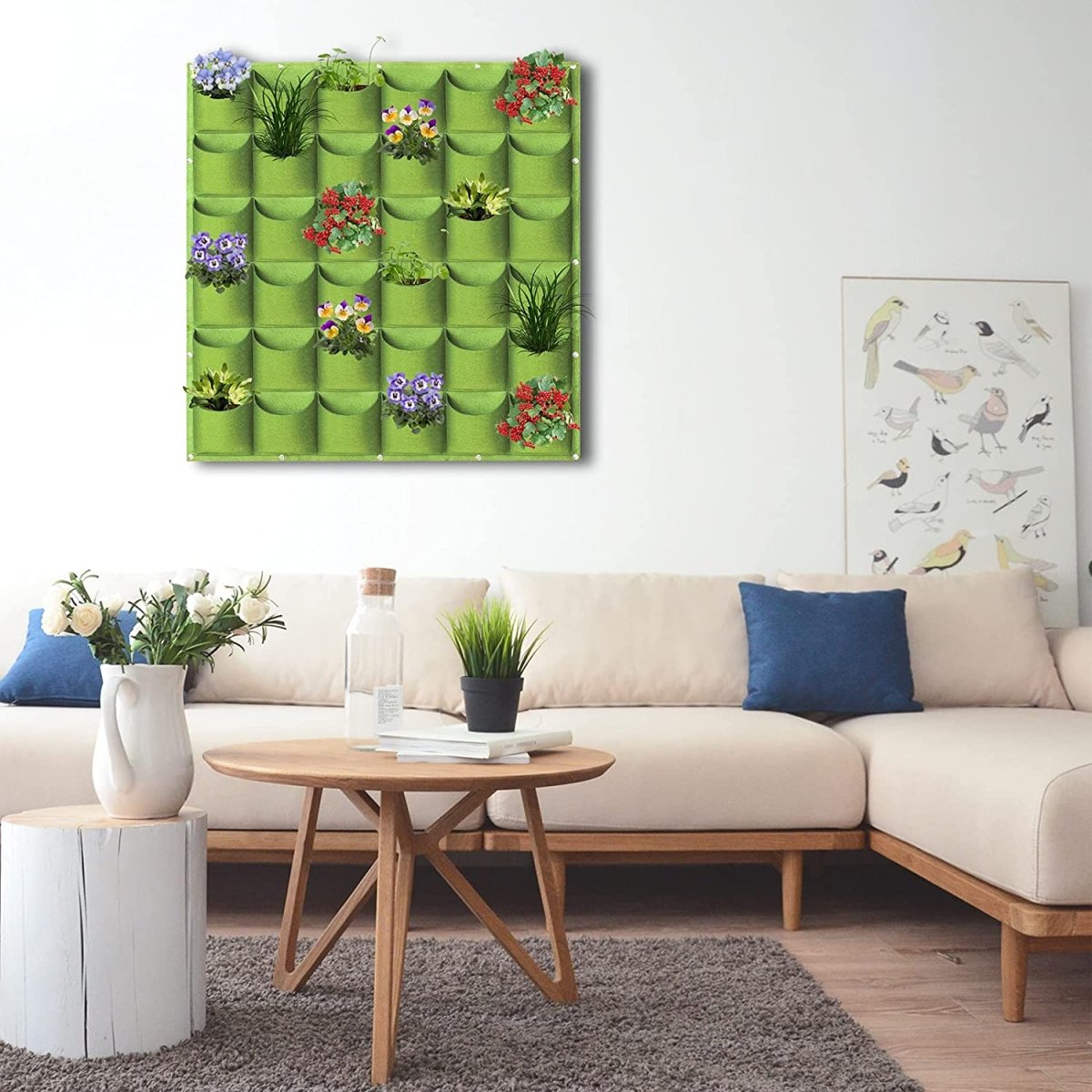 Home & Garden > Garden Beds > Grow Bags - 36 Pockets Wall Hanging Planter Planting Grow Bag Vertical Garden Vegetable Flower Green - Garden Yard