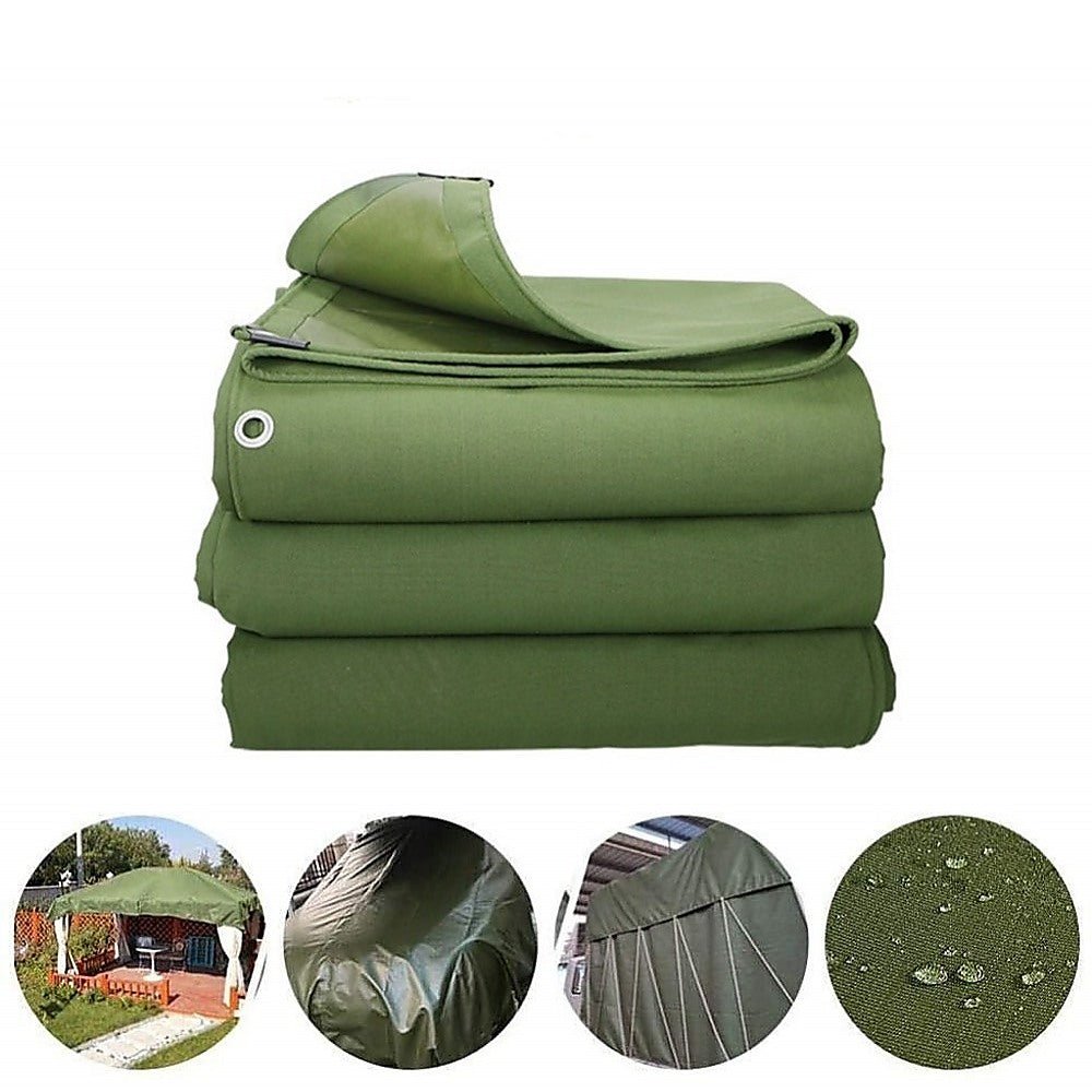 Home & Garden > Shading > Awnings - 3x4M Army Heavy Duty Waterproof Canvas Tarp Tarpaulin Sun Blocked Dustproof - Garden Yard