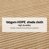Close-up detail of 195gsm 90 percent beige mono tape knitted HDPE bulk shade cloth roll showing non fraying lock stitch weave