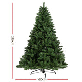 Dimension graphic showing 270cm height and 160cm base diameter for the 9ft xmas tree
