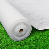 Close up detail of 80gsm 30 percent white mono tape knitted HDPE bulk shade cloth roll showing non fraying lock stitch mesh
