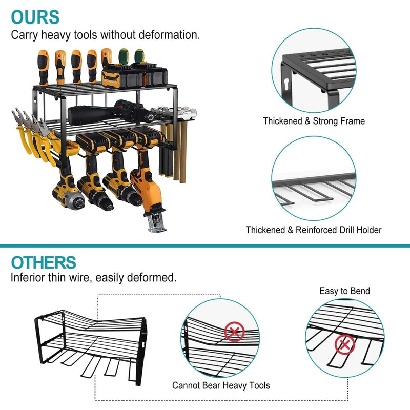  - 40cm Power Tool Organizer 4 Layers Garage Tool Storage Rack Workshop Tool Shelf Drill Pliers Hammer Rack - Garden Yard