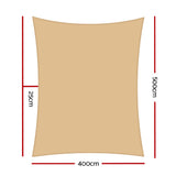 4x5m waterproof rectangular shade sail in sand beige colour with stainless steel corner D-rings