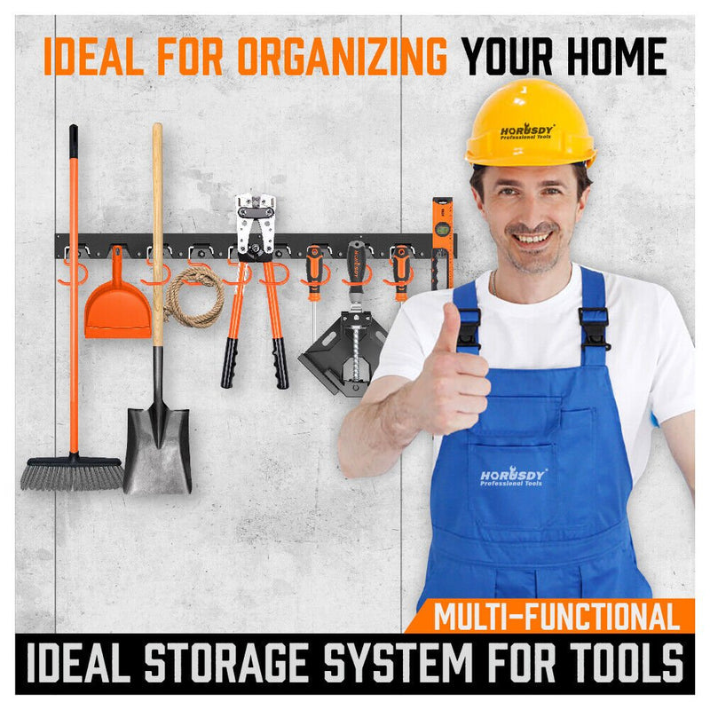  - 64" Wall Mount Tool Hanger Garden Storage Organizer Mop Broom Holder Hook Pegs - Garden Yard