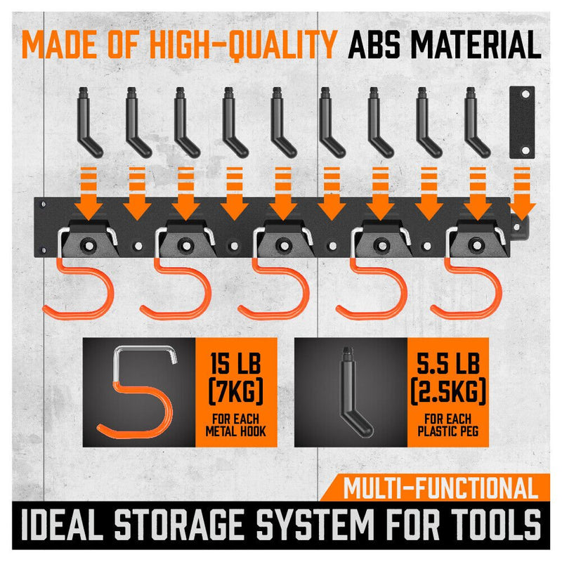 - 64" Wall Mount Tool Hanger Garden Storage Organizer Mop Broom Holder Hook Pegs - Garden Yard