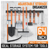  - 64" Wall Mount Tool Hanger Garden Storage Organizer Mop Broom Holder Hook Pegs - Garden Yard