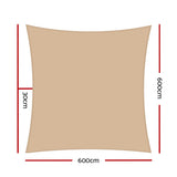 Diagram showing 6m by 6m square sand shade sail layout and corner anchor points