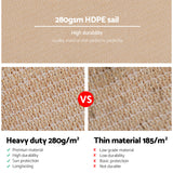 Microscopic view of 280gsm high-density polyethylene 6x8m sand rectangular shade sail fabric weave showing breathable mesh texture.