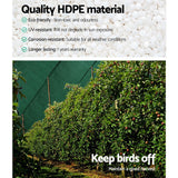 Image demonstrating 3.66m wide 90 percent green shade cloth used for protecting fruit trees from birds, fruit bats and hailstones