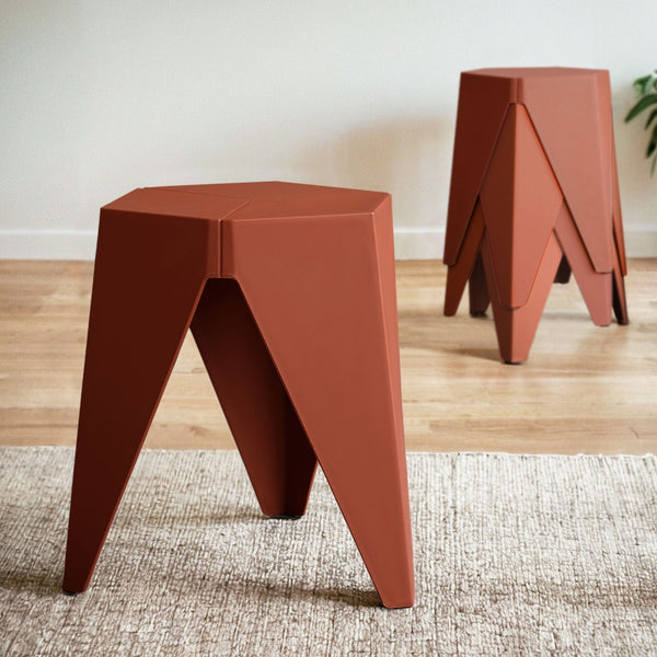 Stackable Bar Stools | Puzzle Stool | Artiss | 4Pcs | Red