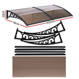 Instahut Window Door Awning 0.8mx2m Brown