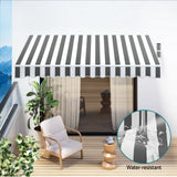 Instahut Retractable Folding Arm Awning Manual Sunshade 4Mx3M Grey White