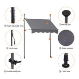 Instahut Window Fixed Pivot Arm Awning Outdoor Door Canopy 2X1.8M Grey