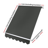 Instahut Window Fixed Pivot Arm Awning Outdoor Blinds Retractable Canopy1.5X2.1M