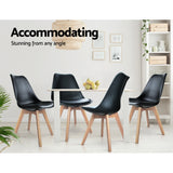 Artiss Dining Chairs Set of 4 Leather Plastic DSW Replica Wooden Black