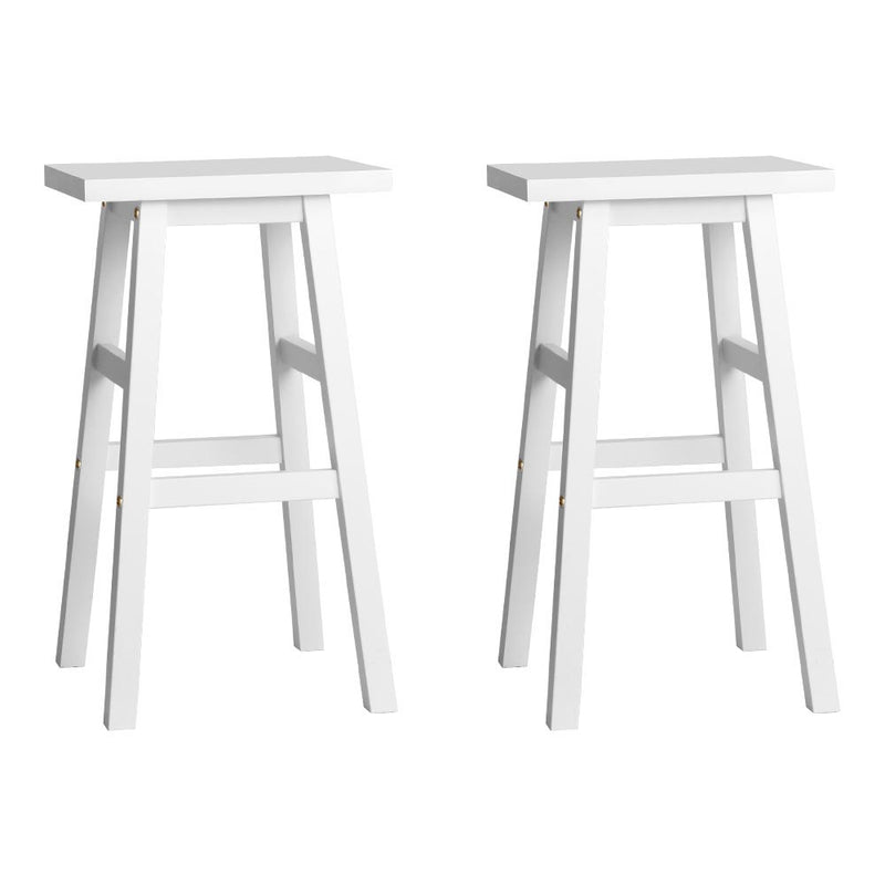 Artiss Bar Stools Kitchen Counter Stools Wooden Chairs White x2