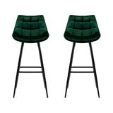 Artiss 2x Bar Stools Velvet Chairs Green
