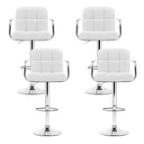 Artiss 4x Bar Stools Leather Gas Lift w/Armrest White