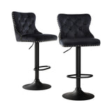 Artiss 2x Velvet Bar Stool Adjustable Height Nailhead Trim Kitchen Counter Stool