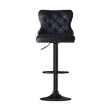 Artiss 2x Velvet Bar Stool Adjustable Height Nailhead Trim Kitchen Counter Stool