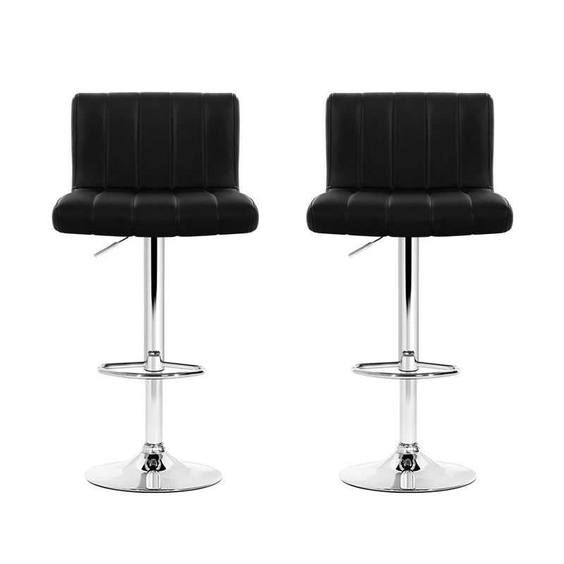 Artiss 2x Bar Stools Gas Lift Leather Chairs Black