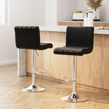 Artiss 2x Bar Stools Gas Lift Leather Chairs Black