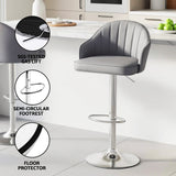 Artiss 4x Bar Stools Kitchen Swivel Gas Lift Counter Chair Shell Leather Grey
