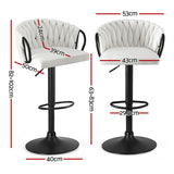 Artiss Bar Stool x4 Kitchen Dining Chair Counter Gaslift Woven Velvet Ivory