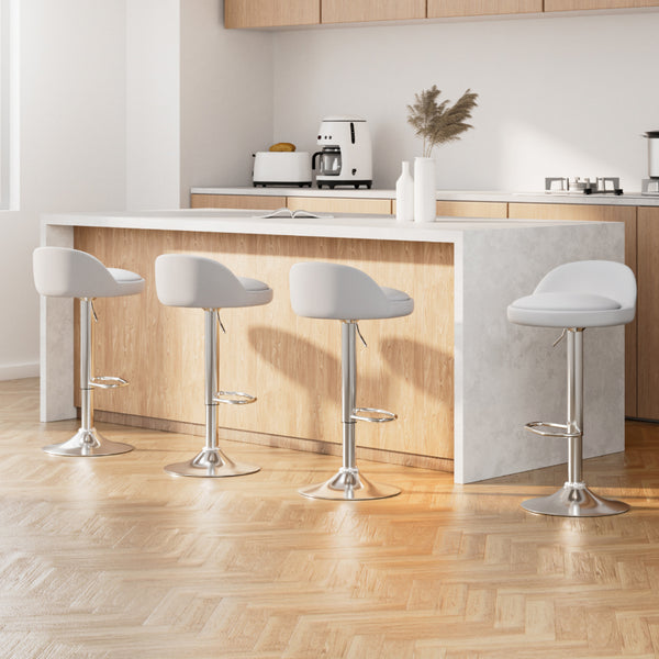 Artiss 4x Bar Stools PU Leather Gas Lift White