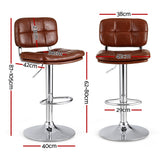 4x Bar Stools | Swivel Gas Lift Counter Chair for Kitchen or Bar | Tuft PU Leather | Brown