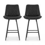 Artiss 2x Bar Stools Kitchen Dining Chair Counter Stool Diamond PU Leather Black