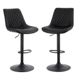 Artiss 2x Bar Stools Kitchen Swivel Gas Lift Counter Chair Diamond Leather Black