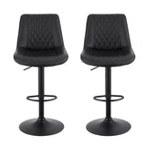 Artiss 2x Bar Stools Kitchen Swivel Gas Lift Counter Chair Diamond Leather Black