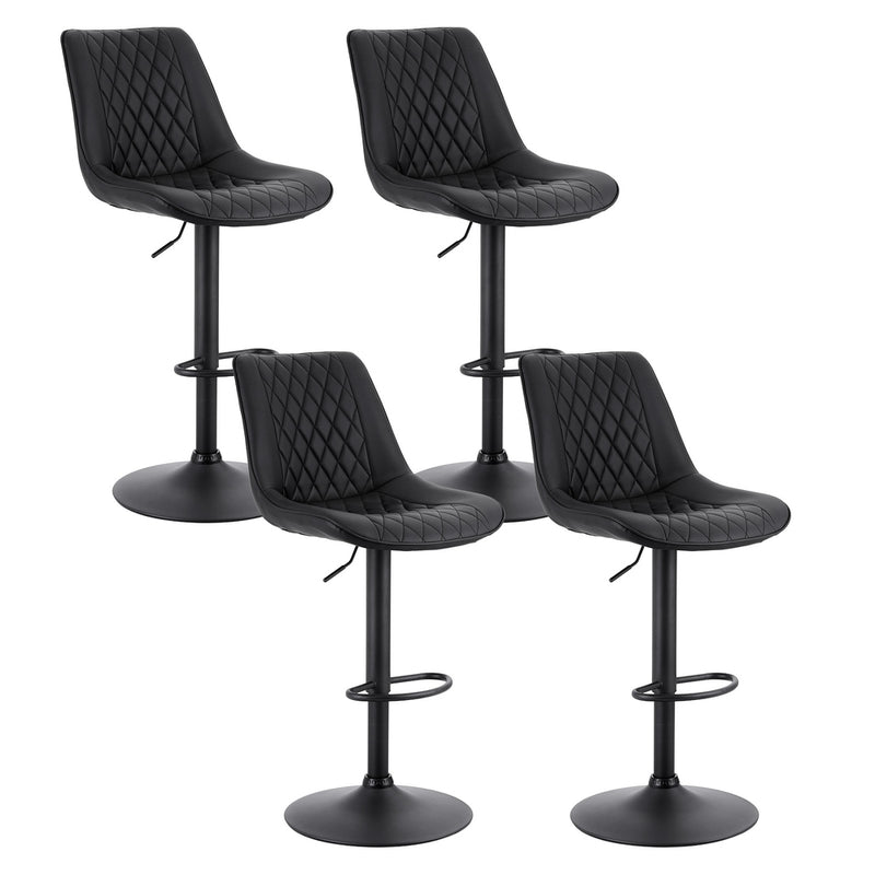 Artiss 4x Bar Stools Kitchen Swivel Gas Lift Counter Chair Diamond Leather Black