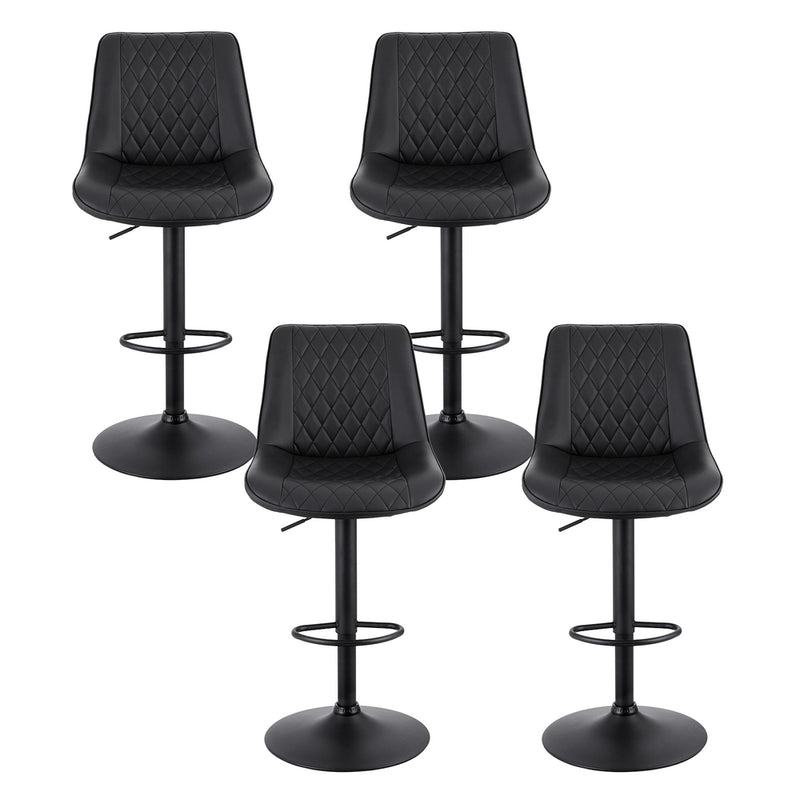 Artiss 4x Bar Stools Kitchen Swivel Gas Lift Counter Chair Diamond Leather Black