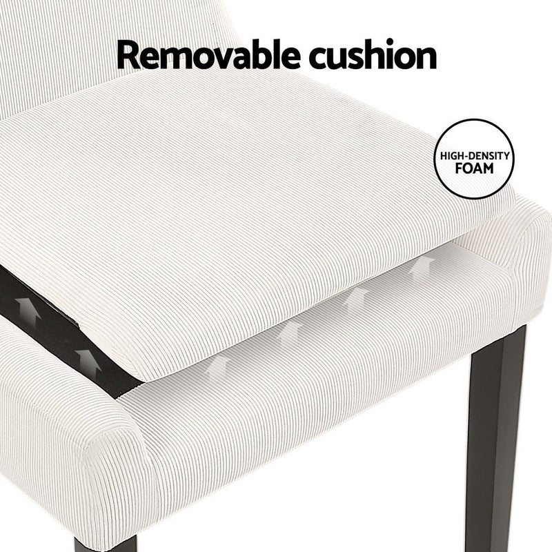 Artiss Dining Chairs Set of 4 Corduroy Wooden Beige