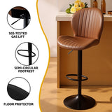 Artiss 2x Bar Stools Kitchen Swivel Gas Lift Counter Chair Shell Leather Brown