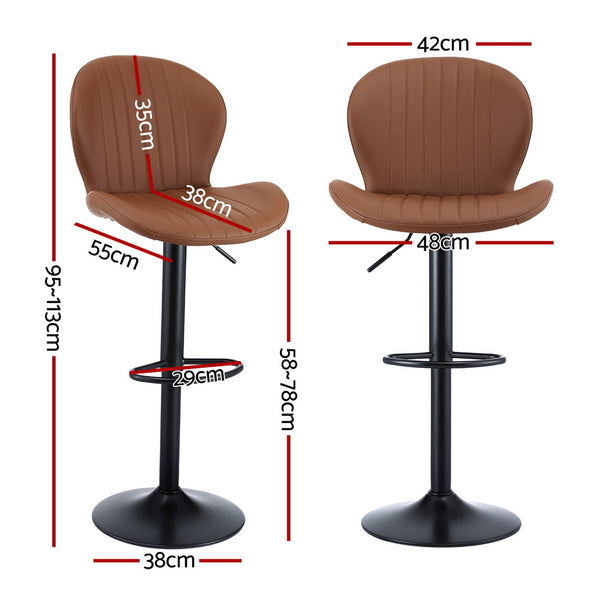 Artiss 4x Bar Stools Kitchen Swivel Gas Lift Counter Chair Shell Leather Brown
