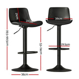 Artiss 2x Bar Stools Padded Seat Gas Lift Black