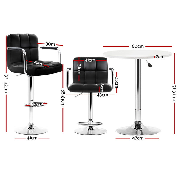 Artiss Bar Table and Stools Set Dining Desk Kitchen Chairs Cafe Pub