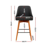 Artiss 2x Bar Stools Swivel Seat Wooden Charcoal