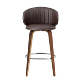 2x Artiss Bar Stools Dining Chairs Contoured Leather Wood Stool